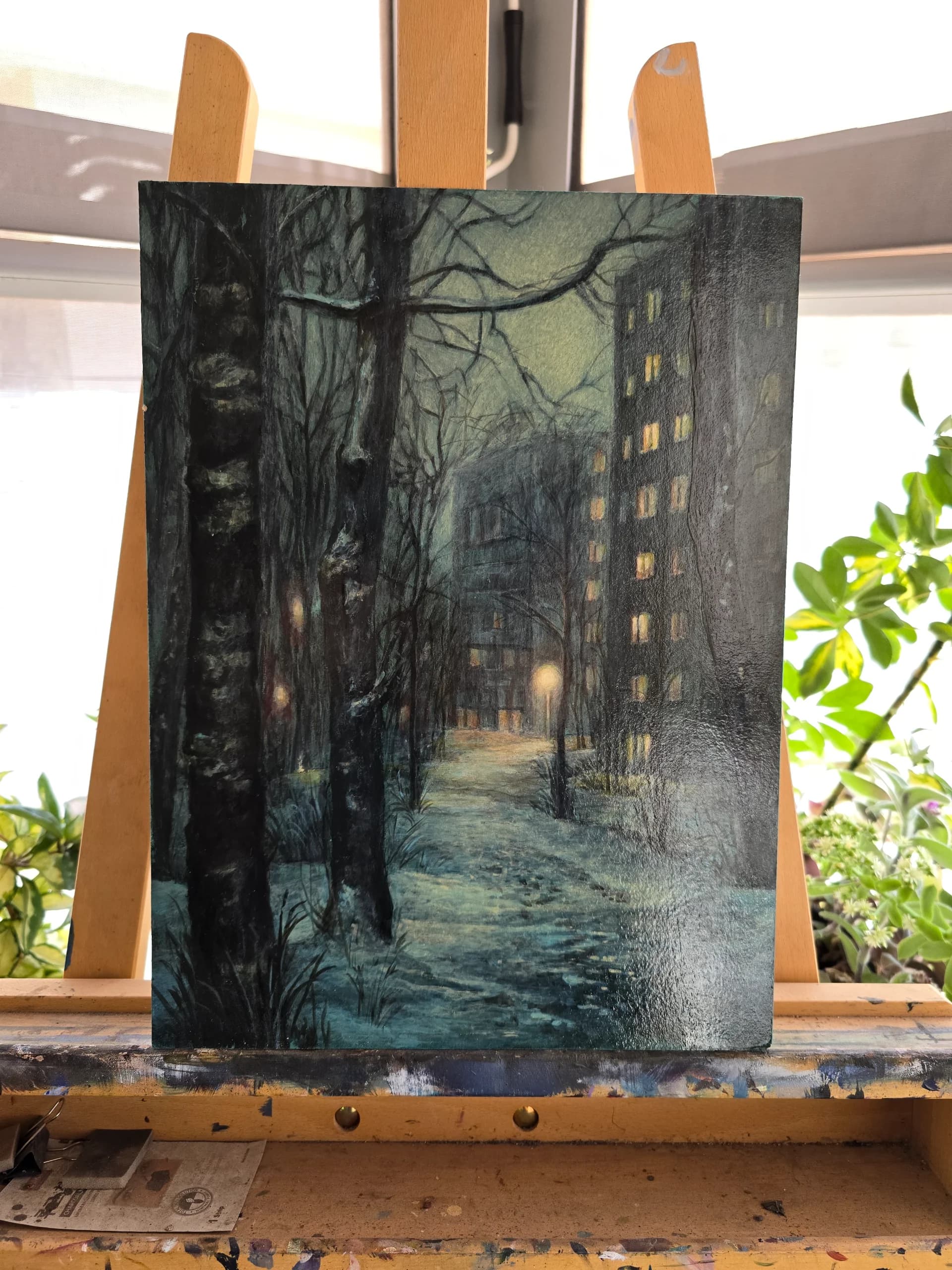 Winter Silence – Snowy City Path at Night 4