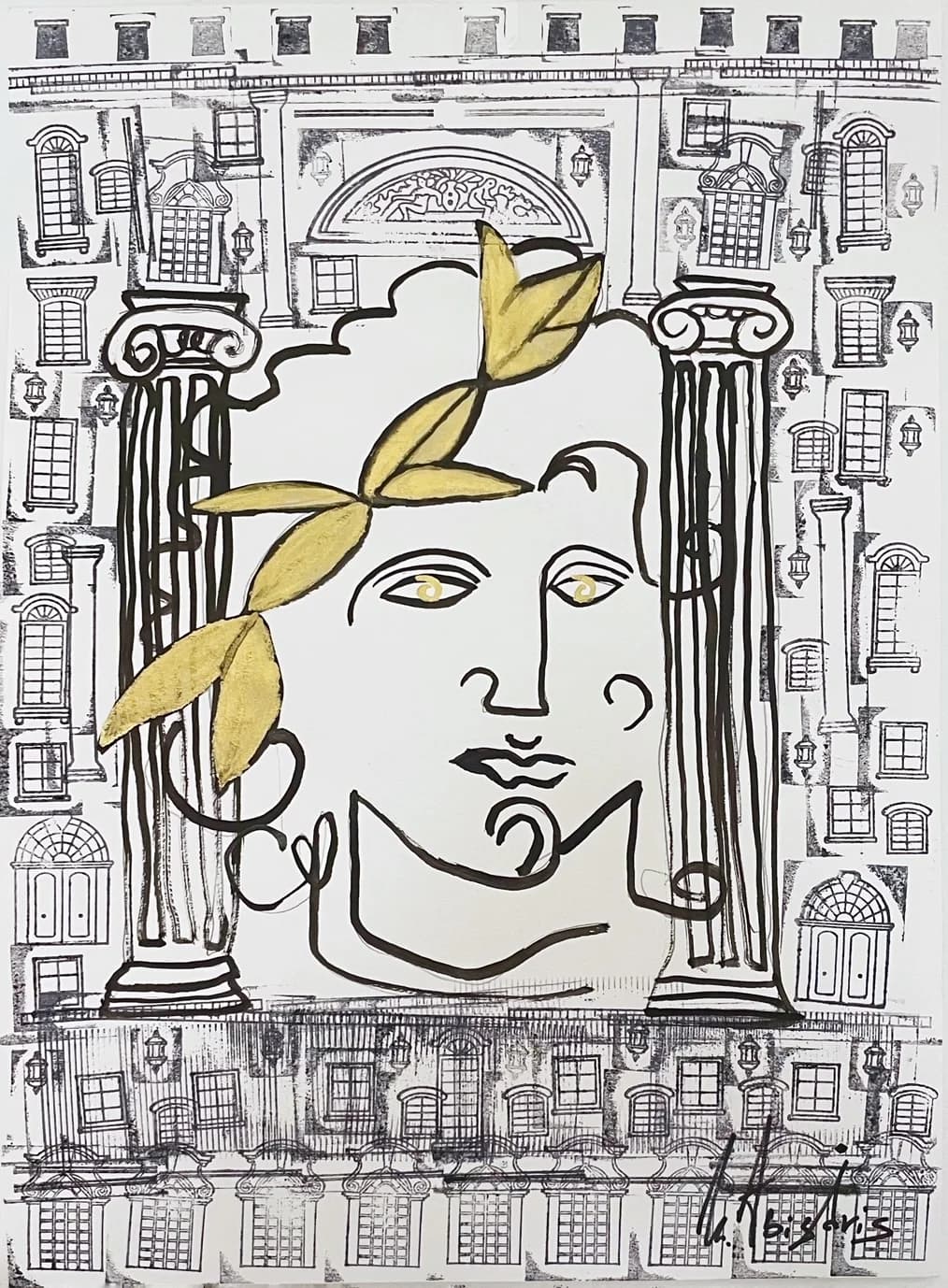 The Portrait and the Columns (Mythology on a Classical Facade)