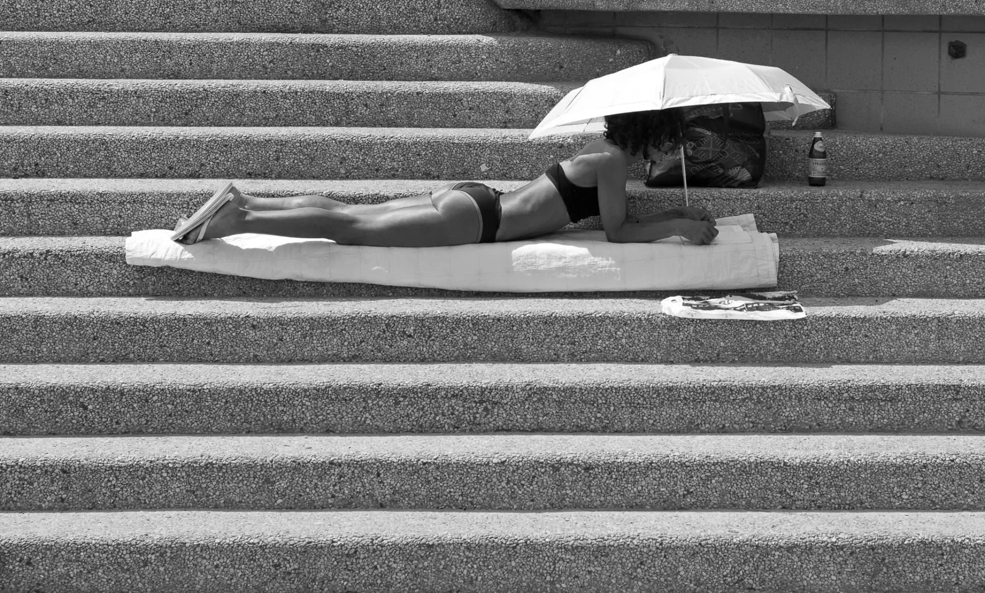 Summer Quiet Under a White Umbrella