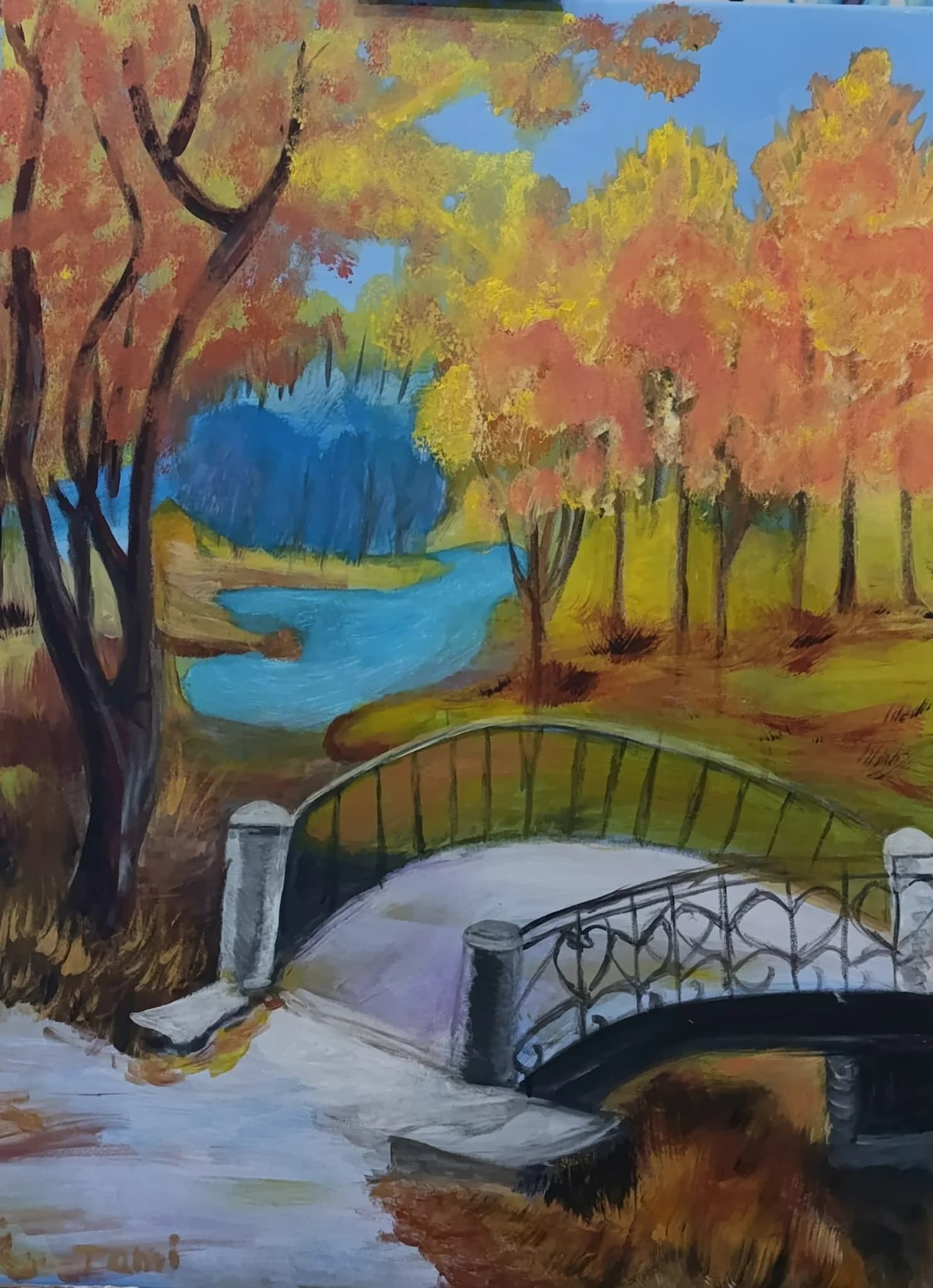 Yellow Autumn Leaves and the Sea