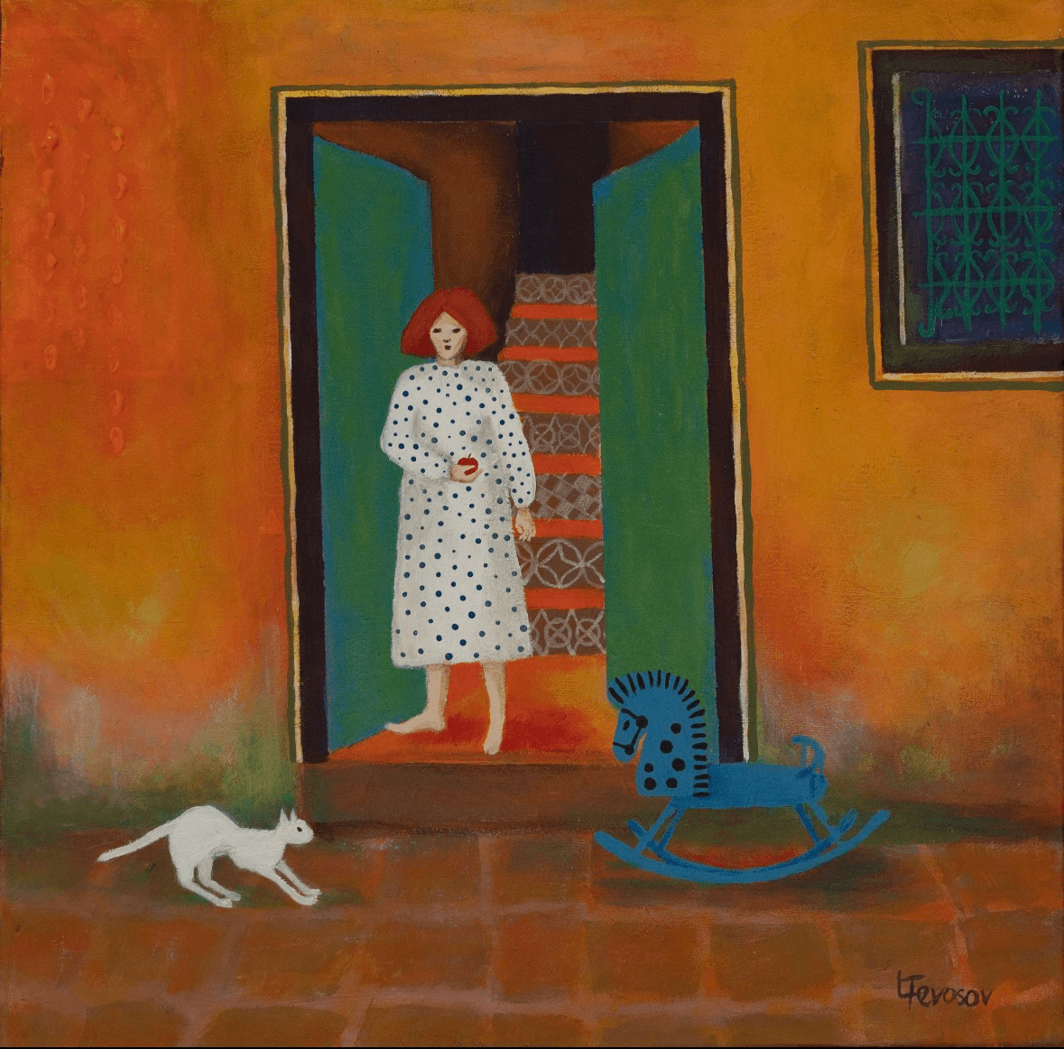 Threshold with White Cat